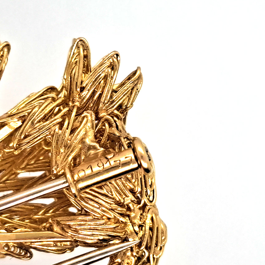 Cartier Vintage 18ct Gold Dog Brooch with Diamond and Ruby, ruby eyes and diamond accents to the tail. Circa 1960s. Signed Cartier and Numbered 019177