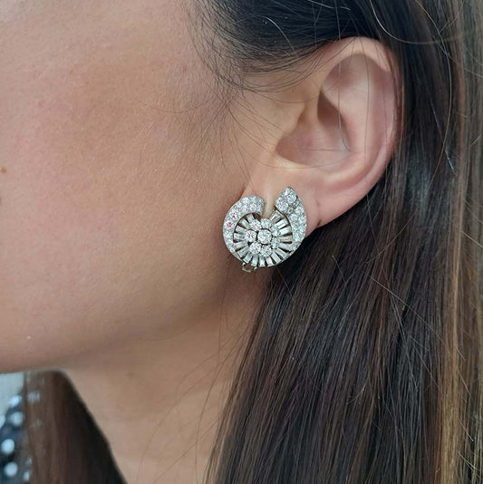 Boucheron Art Deco 5ct Diamond Cluster Earrings