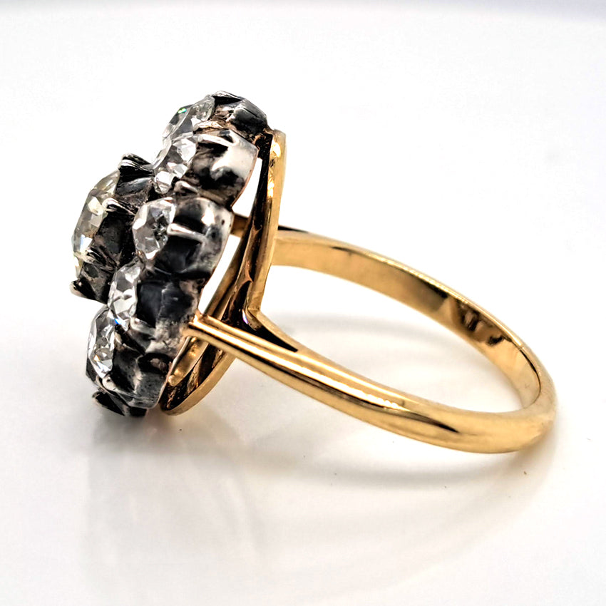 Antique 4.50ct Old Mine Cut Diamond Cluster Engagement Ring