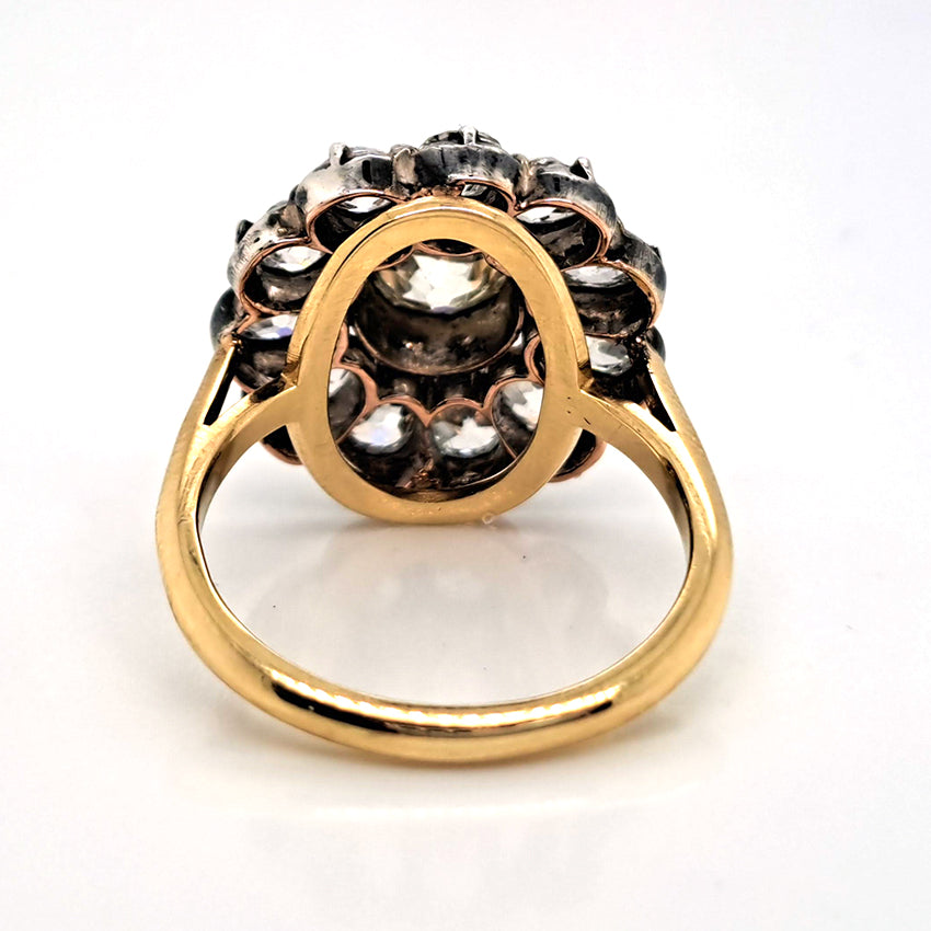 Antique 4.50ct Old Mine Cut Diamond Cluster Engagement Ring