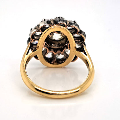 Antique 4.50ct Old Mine Cut Diamond Cluster Engagement Ring