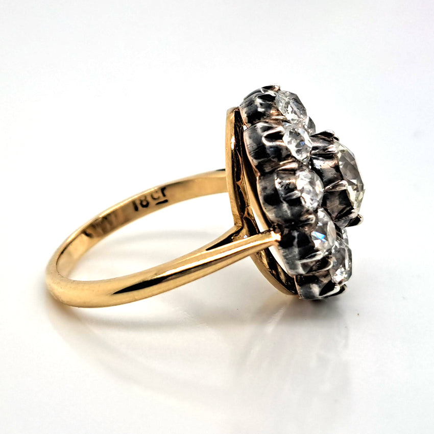 Antique 4.50ct Old Mine Cut Diamond Cluster Engagement Ring