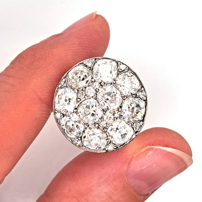 Art Deco French 5ct Old Mine Cut Diamond Cluster Cocktail Ring in Platinum