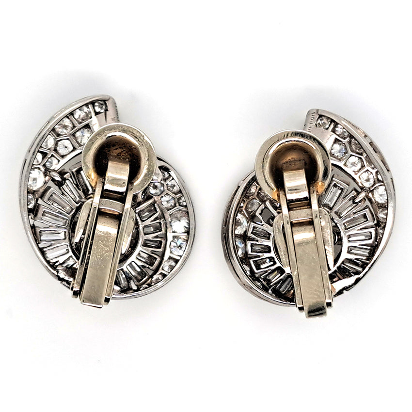 Art Deco 1920s Boucheron 5ct Diamond Cluster Clip Earrings in Platinum