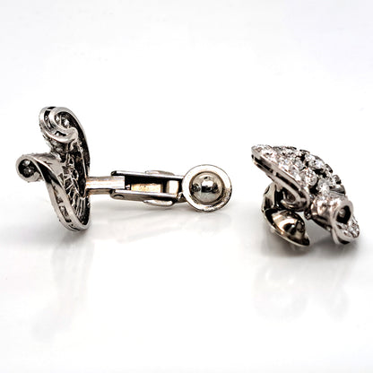 Art Deco 1920s Boucheron 5ct Diamond Cluster Clip On Earrings in Platinum