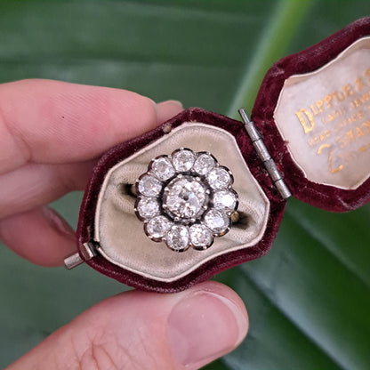 Antique 4.50ct Old Mine Cut Diamond Cluster Engagement Ring
