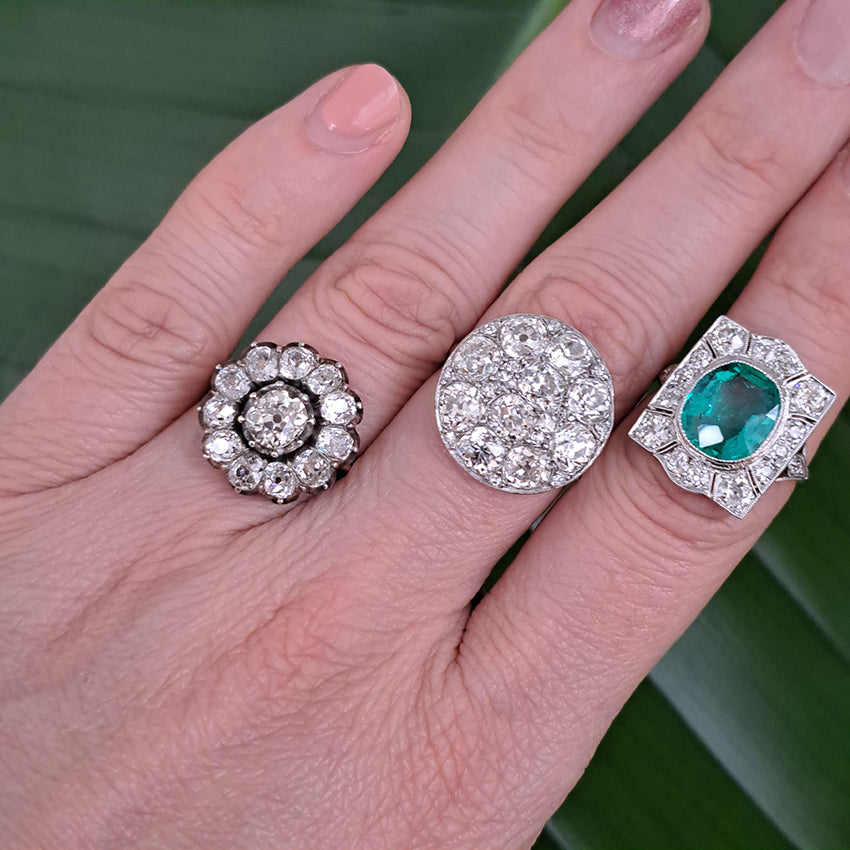 Antique 4.50ct Old Mine Cut Diamond Cluster Engagement Ring