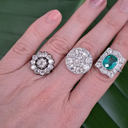 Antique 4.50ct Old Mine Cut Diamond Cluster Engagement Ring