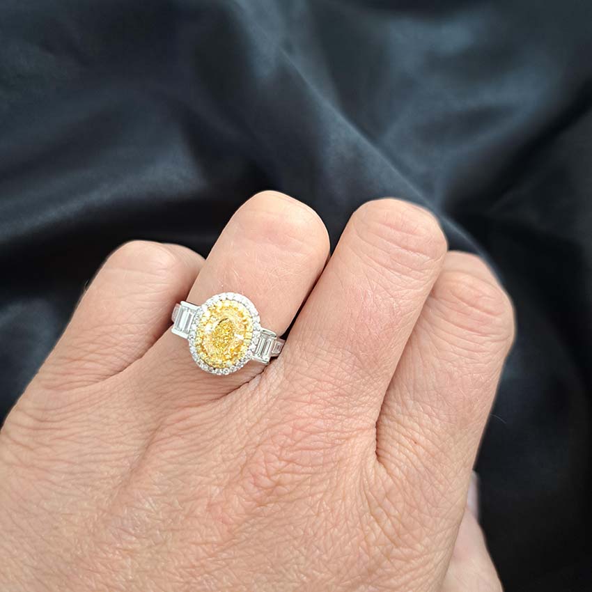 1.50ct Fancy Yellow Diamond Cluster Dress Ring