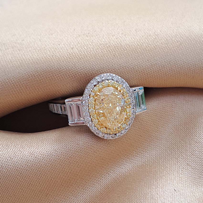 1.50ct Fancy Yellow Diamond Cluster Dress Ring