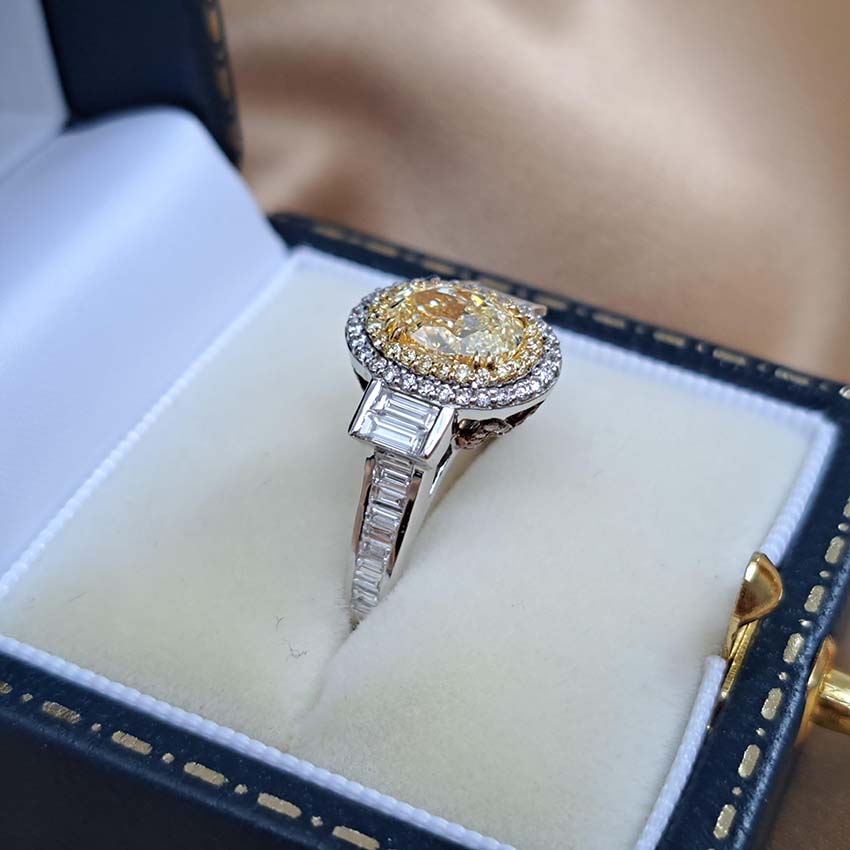 1.50ct Fancy Yellow Diamond Cluster Dress Ring