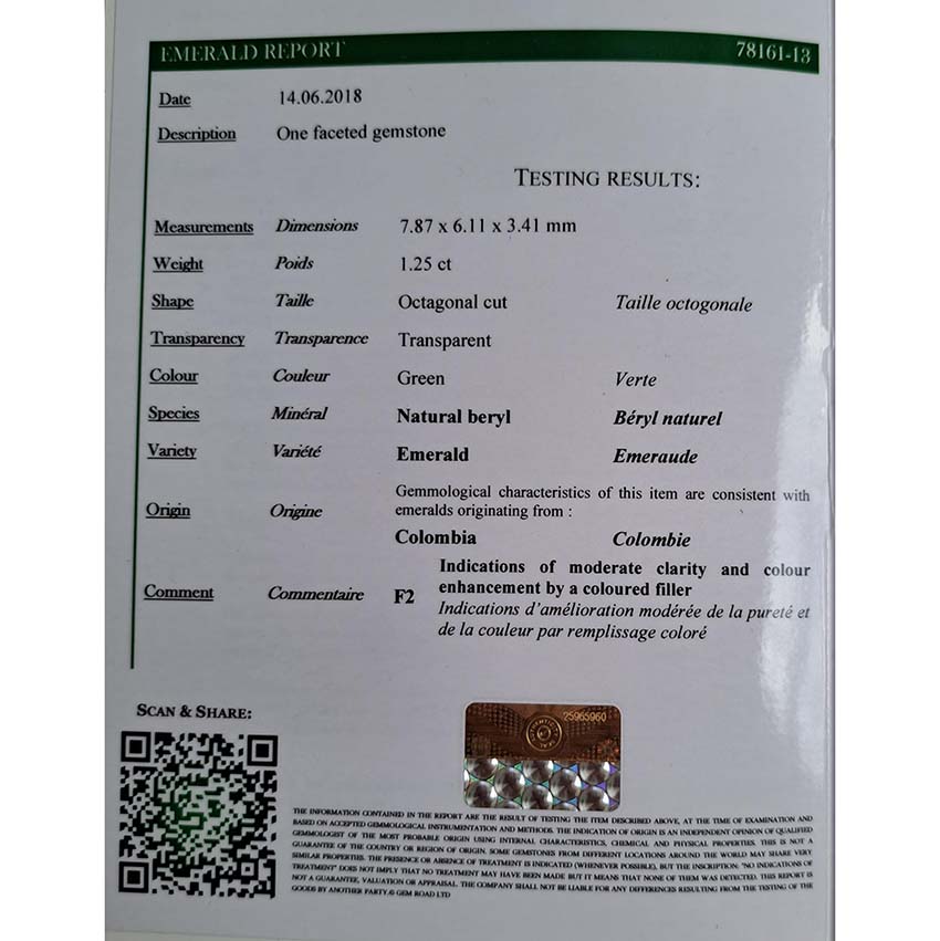 Certified Colombian Emerald and Old Cut Diamond Three Stone Engagement Ring