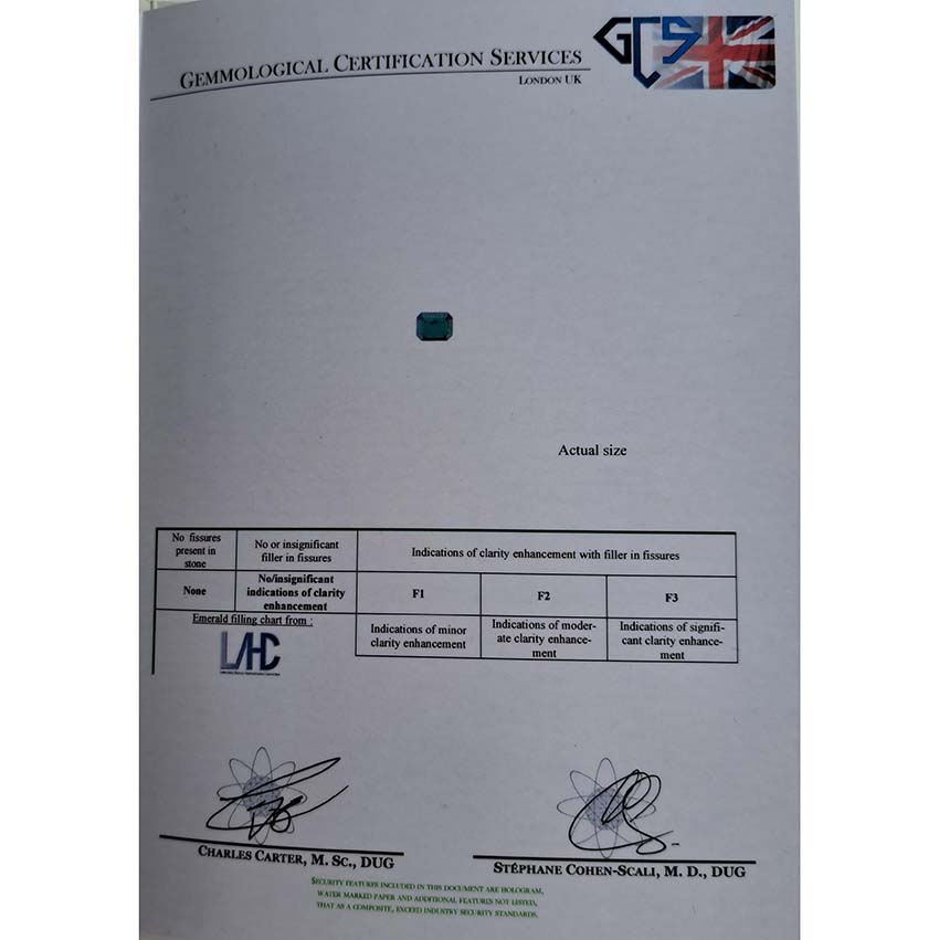 Certified Colombian Emerald and Old Cut Diamond Three Stone Engagement Ring