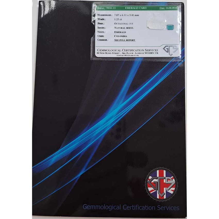 Certified Colombian Emerald and Old Cut Diamond Three Stone Engagement Ring