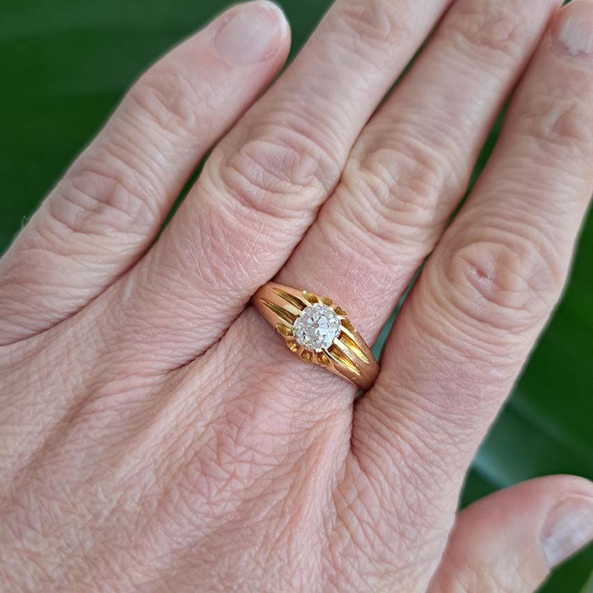 Antique 1.10ct Old Cut Diamond Solitaire Ring