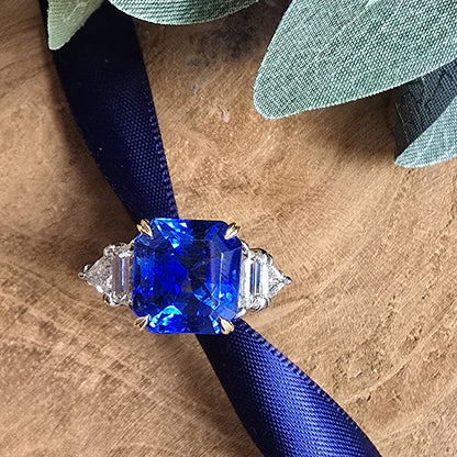 Vintage Cartier 7 Carat Sapphire Burma No Heat and Diamond Ring