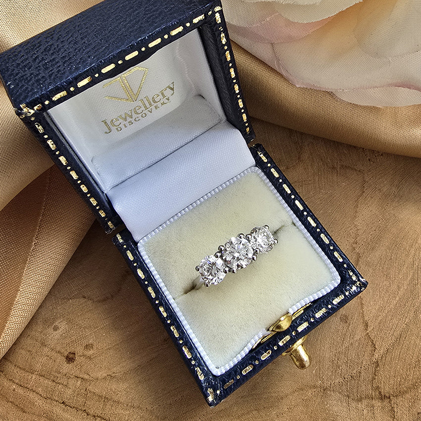 GIA Certified 2ct Diamond Three Stone Ring in Platinum