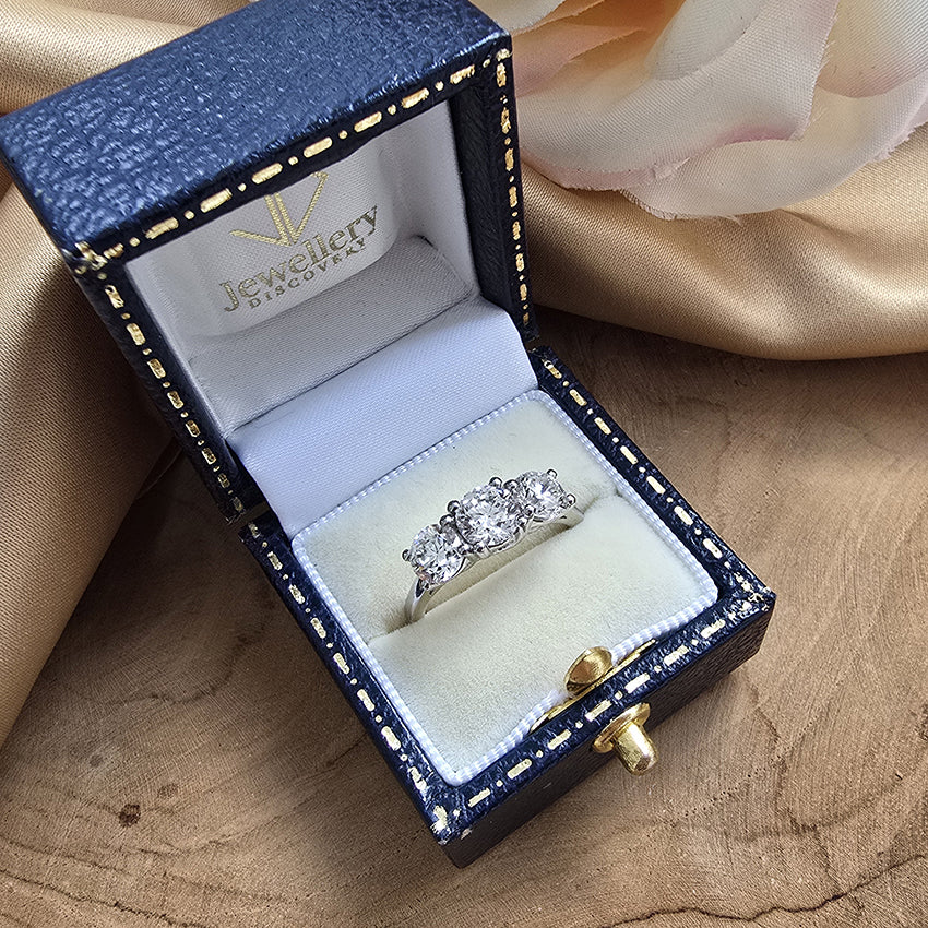 GIA Certified 2ct Diamond Three Stone Ring in Platinum