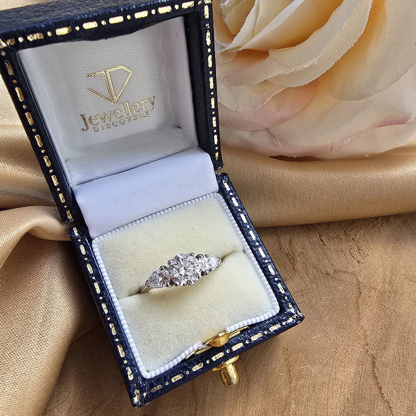 GIA Certified 1.01ct Diamond Three Stone Engagement Ring