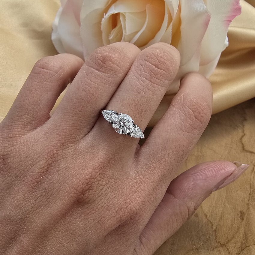 GIA Certified 1.01ct Diamond Three Stone Engagement Ring