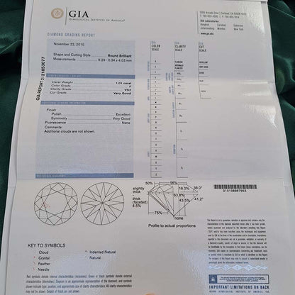 GIA Certified 1.01ct Diamond Three Stone Engagement Ring with GIA Certificate