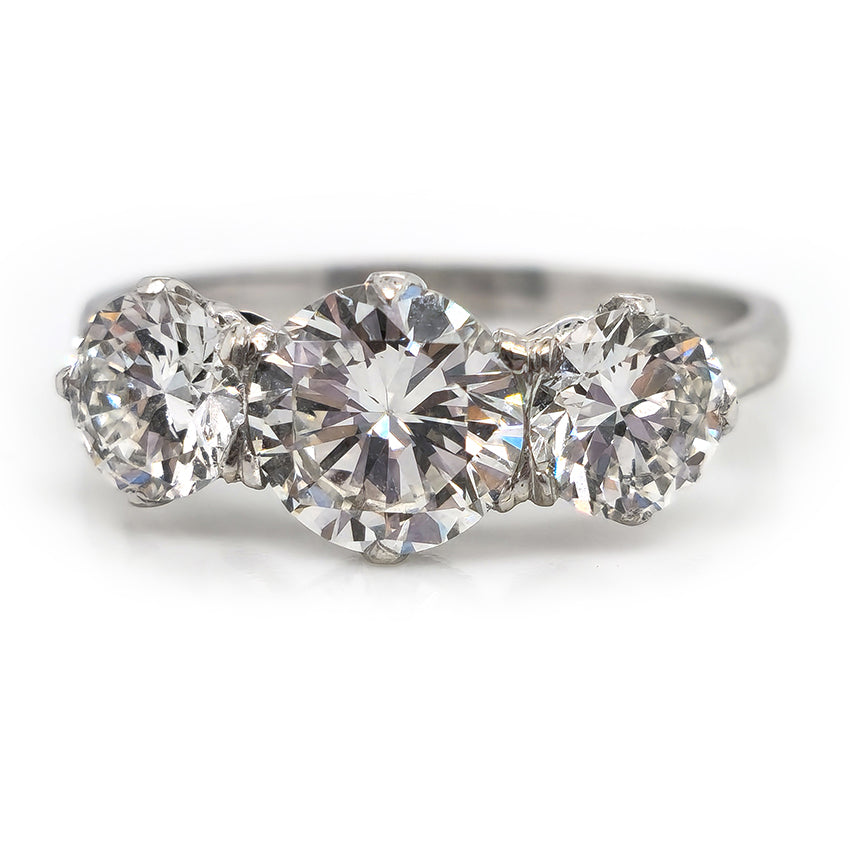 Diamond Three Stone Engagement Ring in Platinum, 2.35 carats
