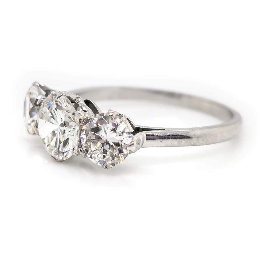 Diamond Three Stone Engagement Ring in Platinum, 2.35 carats