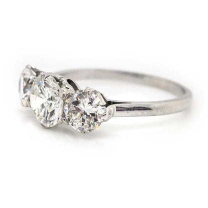 Diamond Three Stone Engagement Ring in Platinum, 2.35 carats