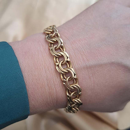 Vintage 14ct Yellow Gold Fancy Double Link Curb Bracelet