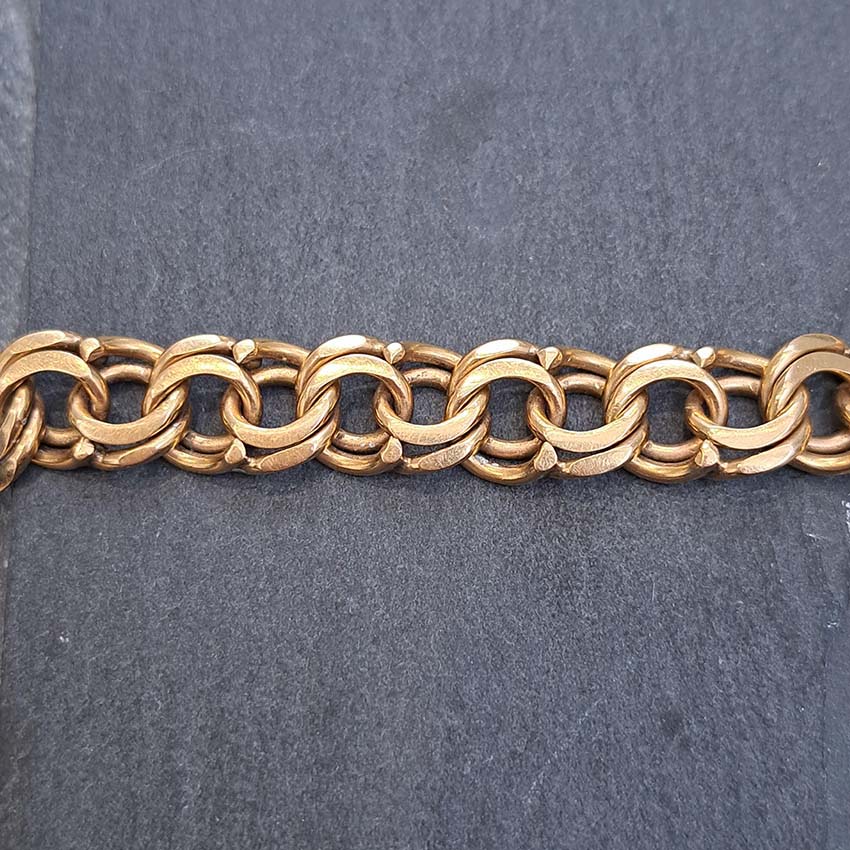 Vintage 14ct Yellow Gold Fancy Double Link Curb Bracelet