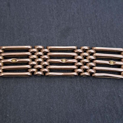 Antique 9ct Yellow Gold Gate Link Bracelet with Heart Padlock Clasp