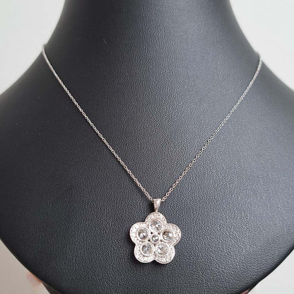 Diamond Floral Cluster Pendant Necklace, 1 carat total