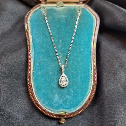 Certified 0.43ct VS2 Pear Cut Diamond Cluster Pendant with Chain