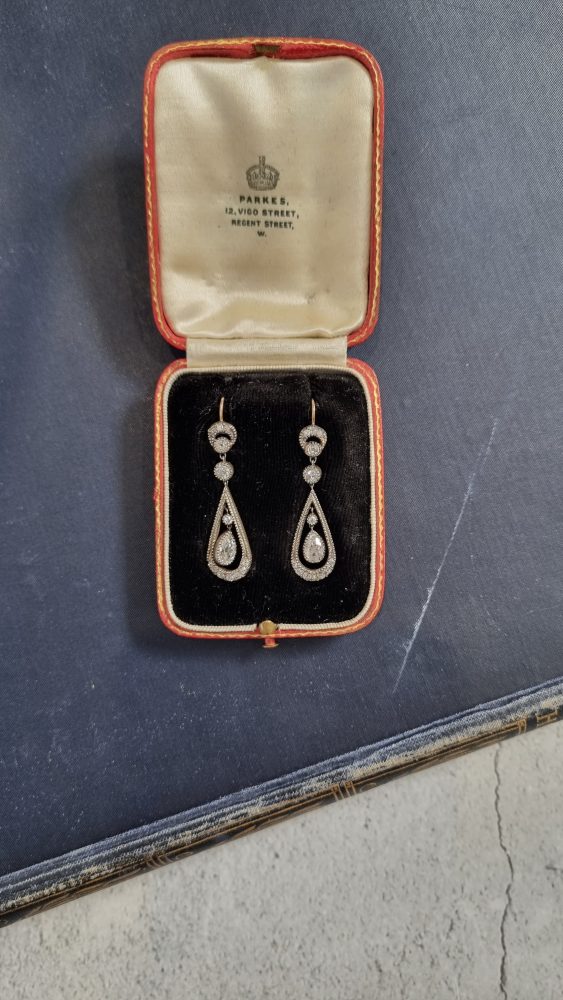 Antique Late Victorian Diamond Drop Earrings