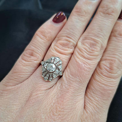 Vintage 0.50ct Diamond Cluster Plaque Ring