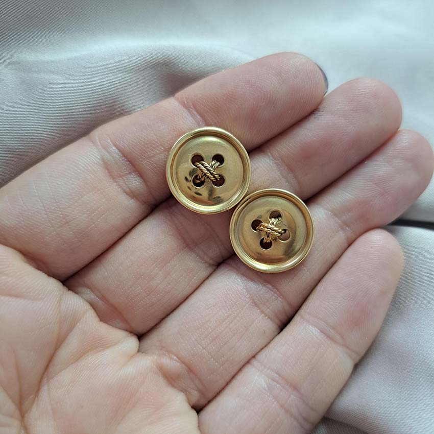 Vintage Button and Stitch Gold Cufflinks