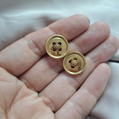 Vintage Button and Stitch Gold Cufflinks