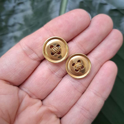 Vintage Button and Stitch Gold Cufflinks