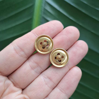 Vintage Button and Stitch Gold Cufflinks
