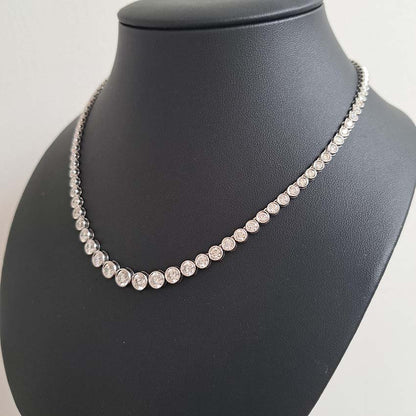 Graduated Diamond Collar Line Necklace, 12.84 carat total