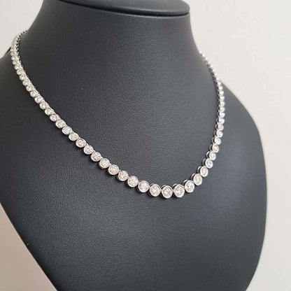 Graduated Diamond Collar Line Necklace, 12.84 carat total