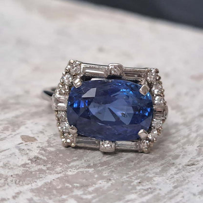 Art Deco unheated sapphire ring