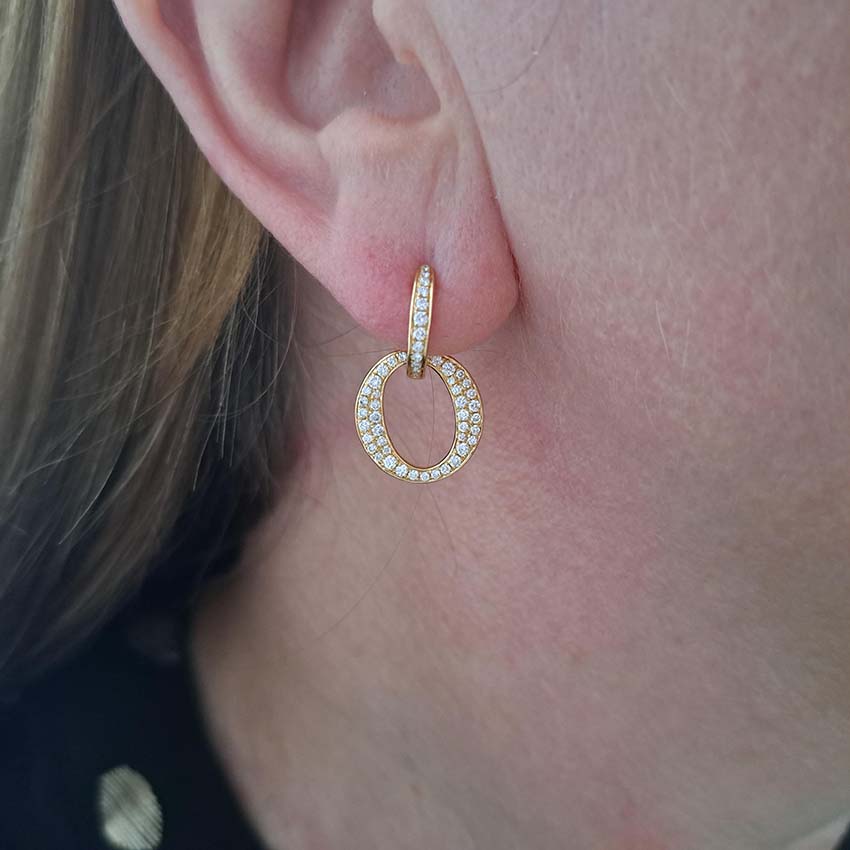 0.77ct Diamond Set 18ct Yellow Gold Circle Drop Earrings