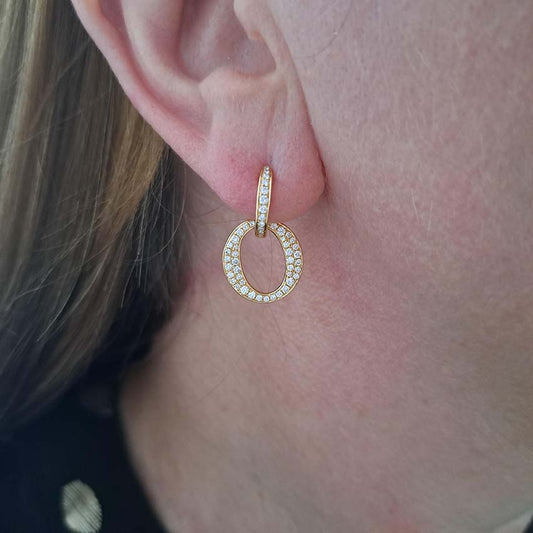 0.77ct Diamond Set 18ct Yellow Gold Circle Drop Earrings