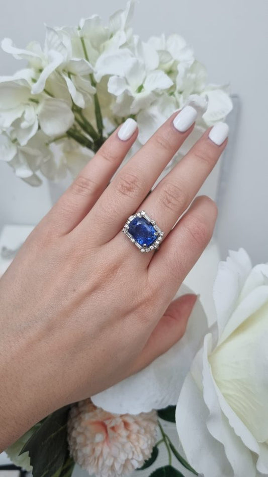 Art Deco sapphire and diamond ring large 6 to 8 carats