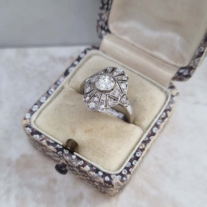 Vintage 0.50ct Diamond Cluster Plaque Ring