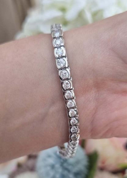Modern 6.60ct Diamond Line Tennis Bracelet in 14ct White Gold