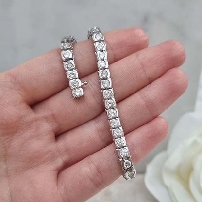Modern 6.60ct Diamond Line Bracelet in 14ct White Gold