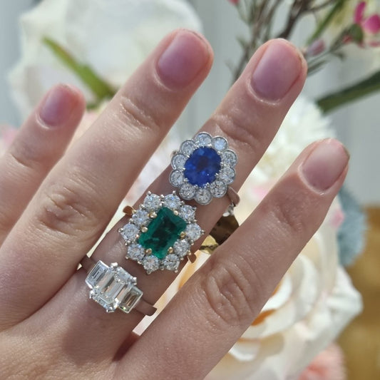 Art Deco Certified VS2 1.51ct Emerald Cut Diamond and Baguette Diamond Trilogy Three Stone Engagement Ring in Platinum