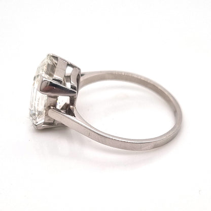 GIA Certified 4.63ct Square Emerald Cut Diamond Solitaire Engagement Ring in Platinum Accompanied with a GIA certificate 4.63 carats I colour VS1 clarity